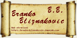 Branko Bliznaković vizit kartica